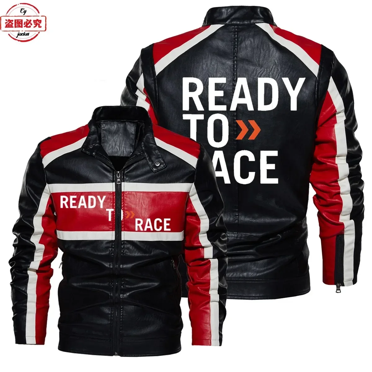 Leather Work Jacket With Hood - Yarışa Hazır Logolu Baskılı Off-road Dayanıklılık