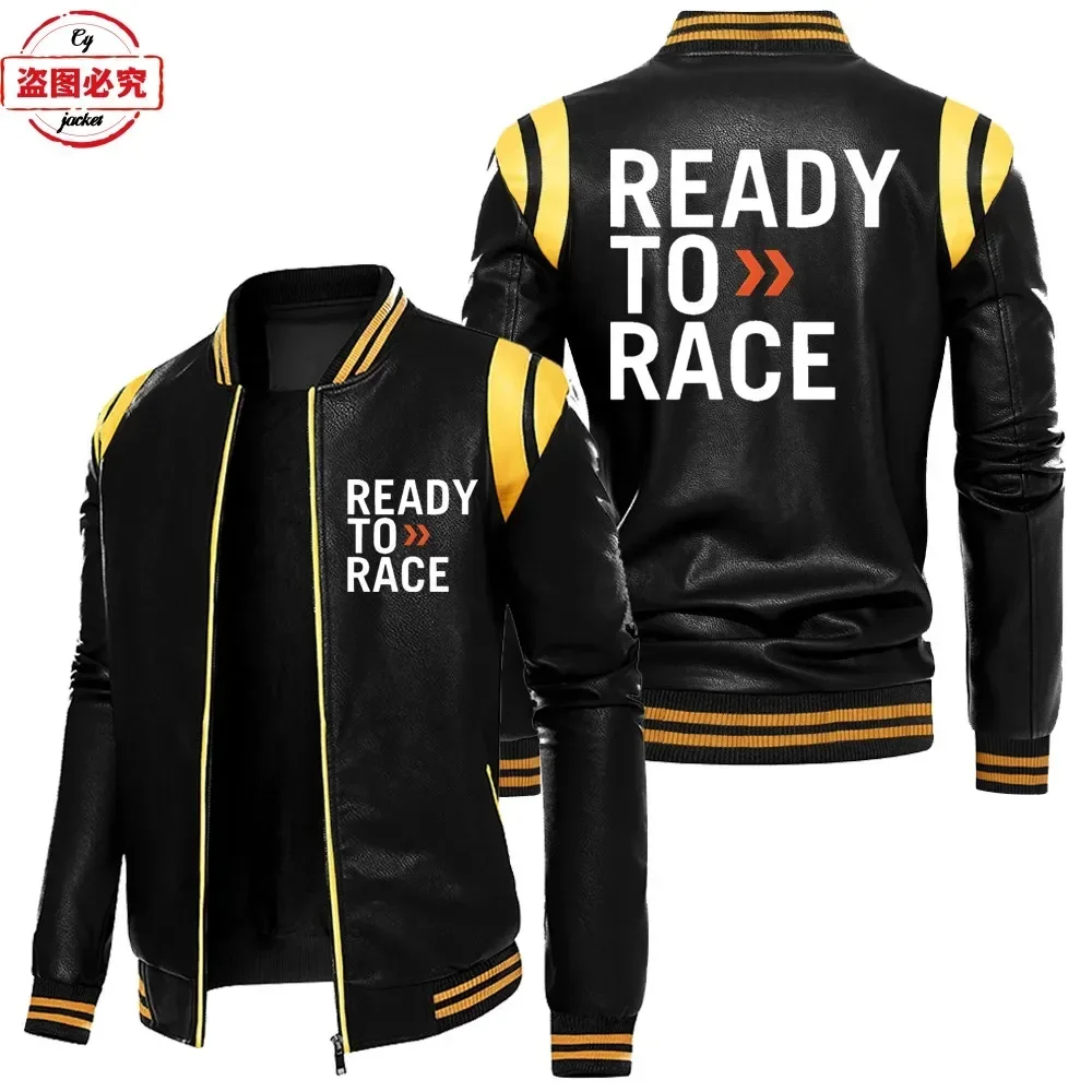 Leather Work Jacket With Hood - Yarışa Hazır Logolu Baskılı Off-road Dayanıklılık