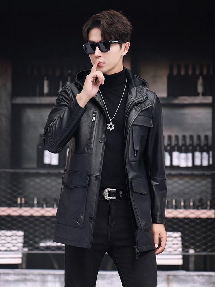 Winter Business Men Work Mid L - Leather Work Jacket With Hood incelemesi ve fiyatı