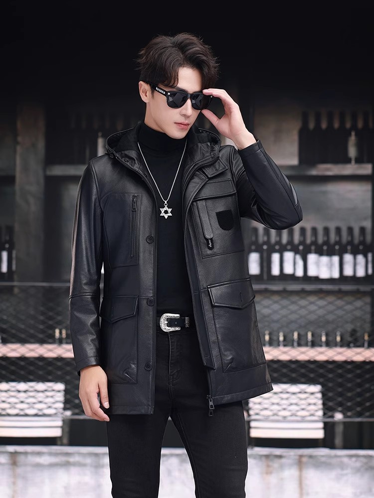 Winter Business Men Work Mid L - Leather Work Jacket With Hood incelemesi ve fiyatı