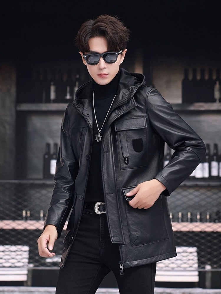 Winter Business Men Work Mid L - Leather Work Jacket With Hood incelemesi ve fiyatı