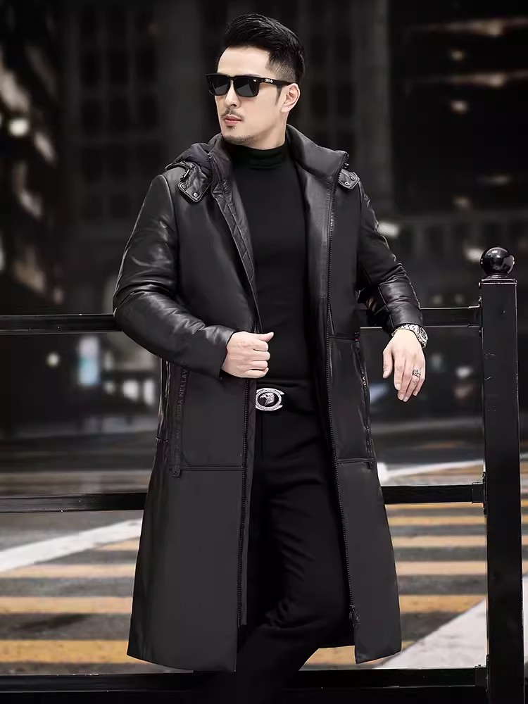 Kış Kalın Sıcak Uzun Kaz Tüyü  - Leather Work Jacket With Hood incelemesi ve fiyatı