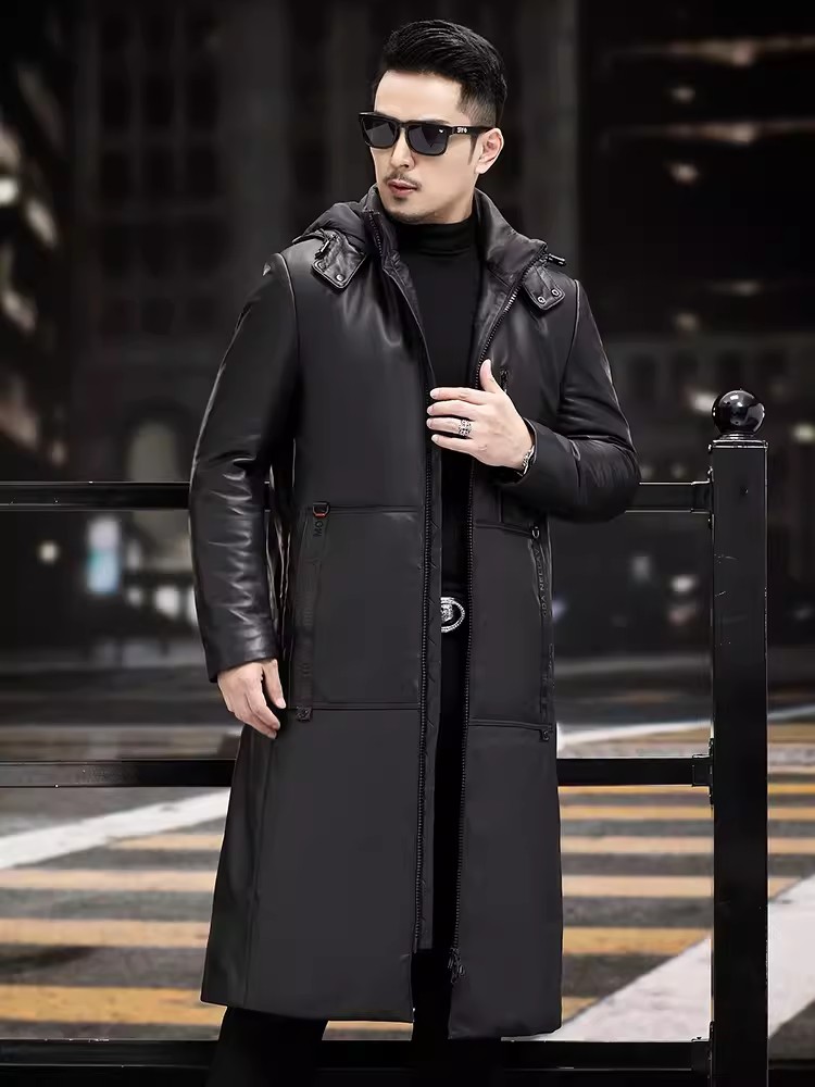 Kış Kalın Sıcak Uzun Kaz Tüyü  - Leather Work Jacket With Hood incelemesi ve fiyatı
