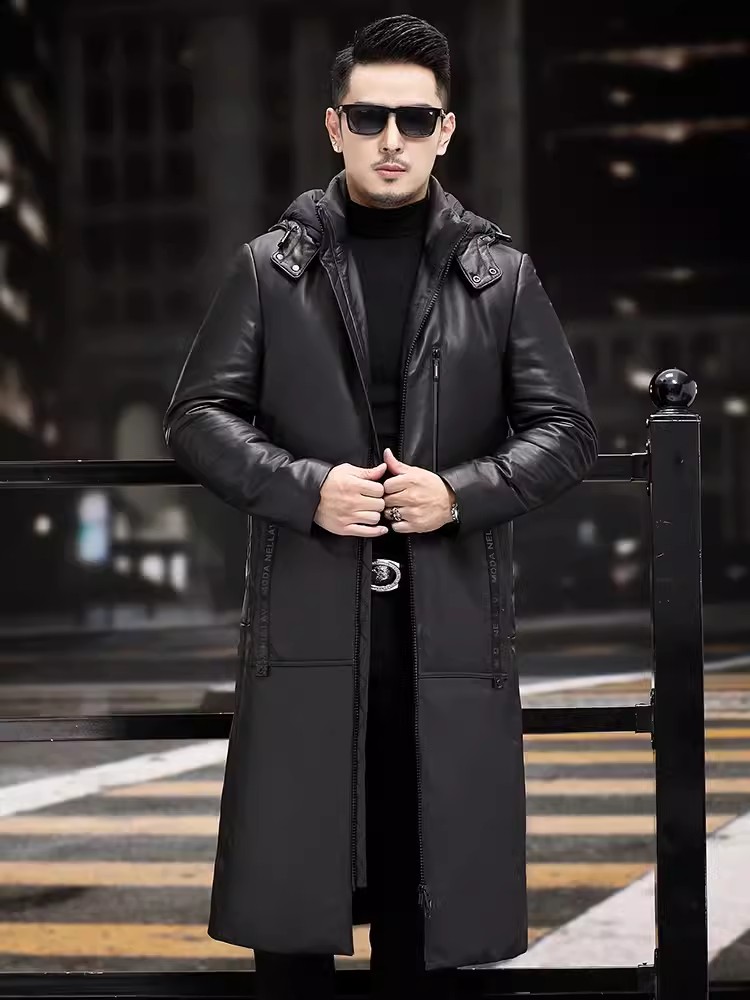 Kış Kalın Sıcak Uzun Kaz Tüyü  - Leather Work Jacket With Hood incelemesi ve fiyatı