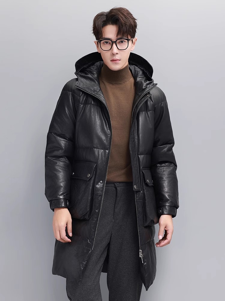 Kış Erkek Sıcak Kaz Tüyü Ceket - Leather Work Jacket With Hood incelemesi ve fiyatı