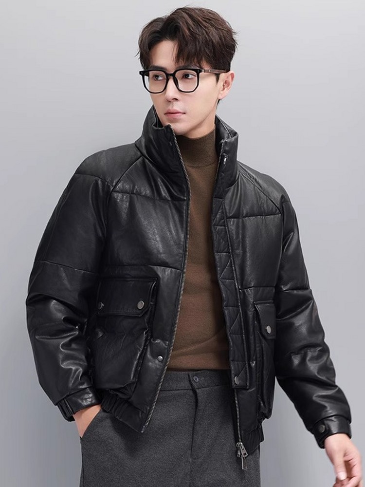 Kış Erkek Sıcak Kaz Tüyü Ceket - Leather Work Jacket With Hood incelemesi ve fiyatı