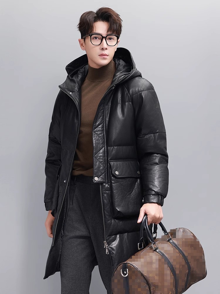 Kış Erkek Sıcak Kaz Tüyü Ceket - Leather Work Jacket With Hood incelemesi ve fiyatı