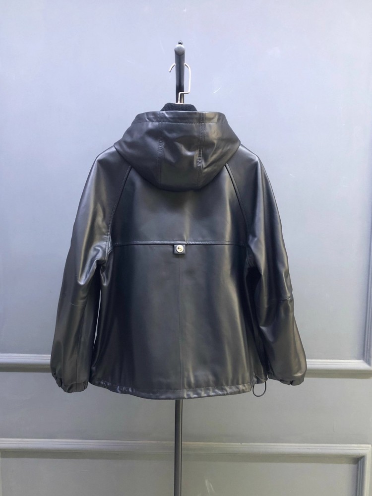 Sıcak Satış Sonbahar Kadın Doğ - Leather Work Jacket With Hood incelemesi ve fiyatı