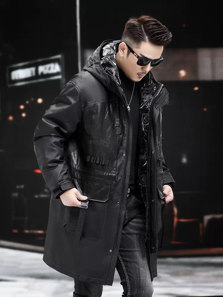 Kış Hakiki Deri Ceket Erkekler - Leather Work Jacket With Hood incelemesi ve fiyatı