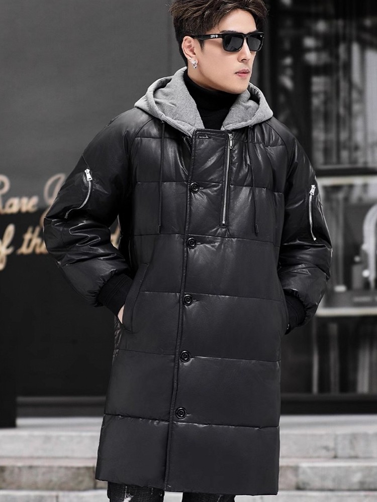 Kış Yeni Erkek Kapşonlu Uzun H - Leather Work Jacket With Hood incelemesi ve fiyatı