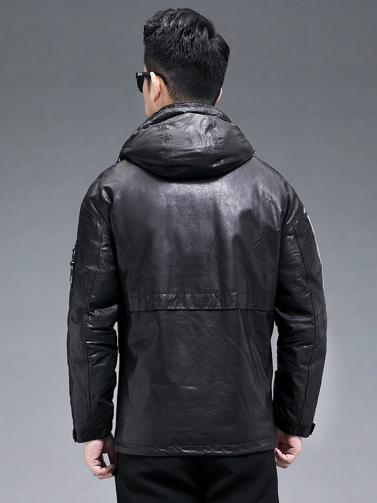 Kış Erkekler Sıcak Gerçek Keçi - Leather Work Jacket With Hood incelemesi ve fiyatı