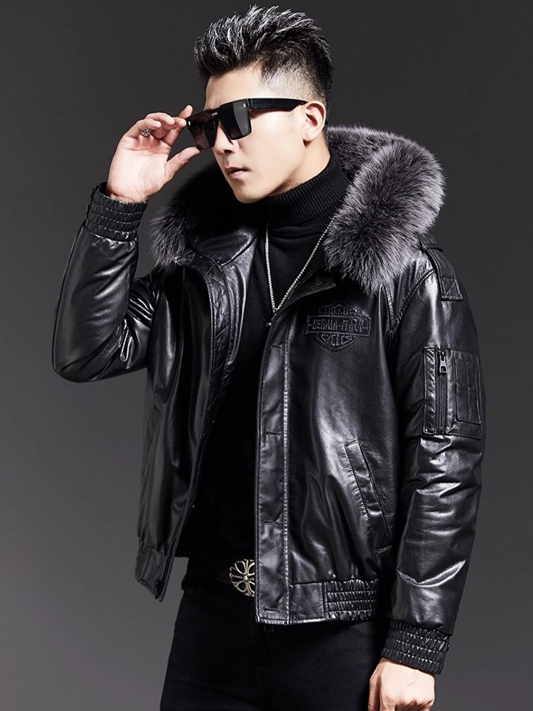 Moda Erkekler Kış Tilki Kürk Y - Leather Work Jacket With Hood incelemesi ve fiyatı