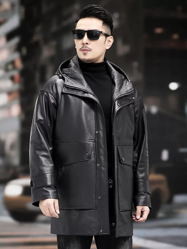 Kış erkekler sıcak iş aşağı ce - Leather Work Jacket With Hood incelemesi ve fiyatı